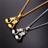 Golden Boxing Glove Pendant Charm Necklace