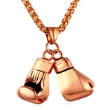Golden Boxing Glove Pendant Charm Necklace